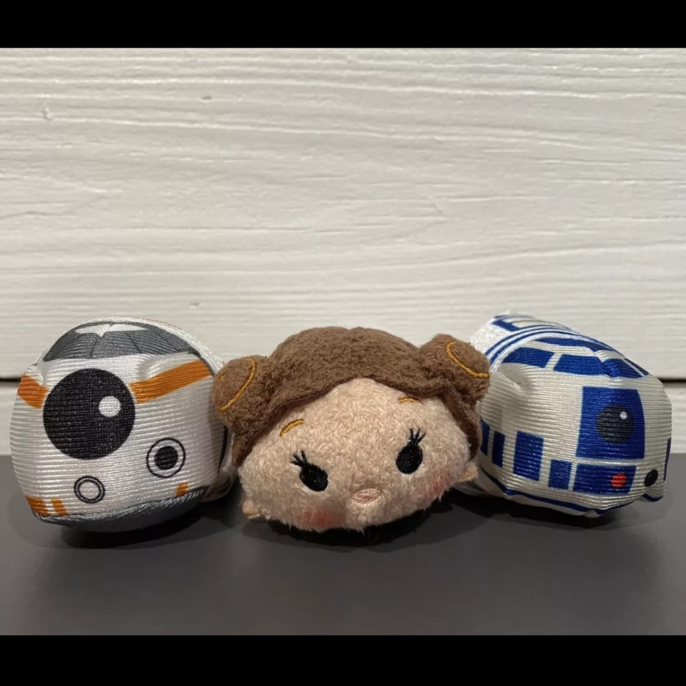 NEW Disney Star Wars Tsum Tsum Mini Plush - Set of 3 - Princess Leia, R2, BB8